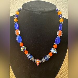 Venetian Glass Beaded Necklace and Bracelet University of Florida Gators